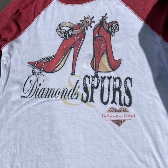 District Women’s XL T-shirt.  DIAMOND SPURS, The Rhinestone Leopard - Picture 1 of 7